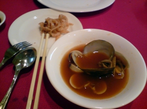 Some seafood soup and Chuka Hotate